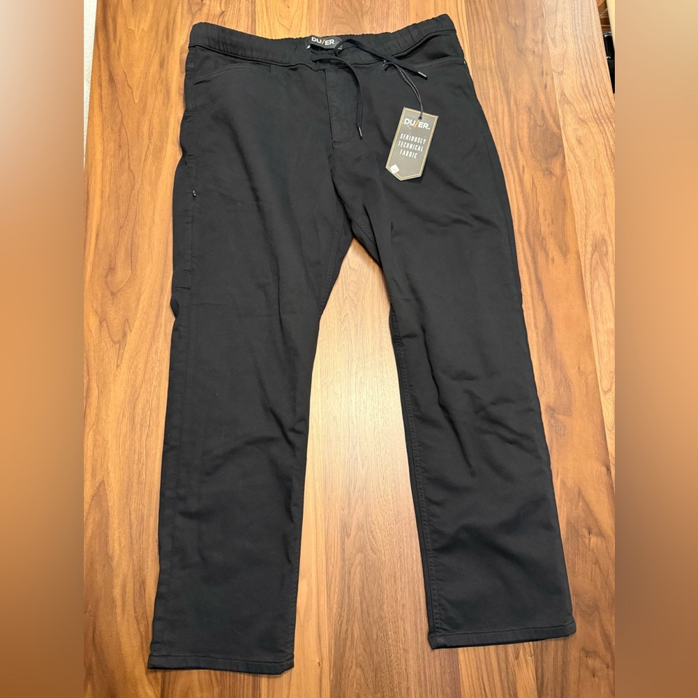 Men’s Black Straight-Leg No Sweat Pants – Drawstring Waist